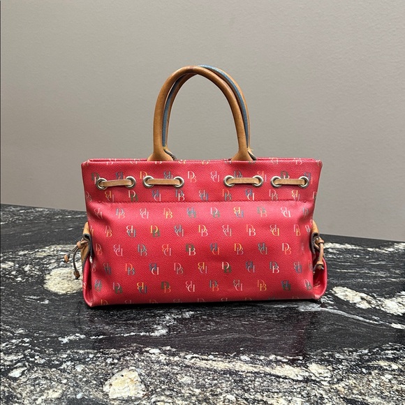 Dooney & Bourke Red Tote with Multicolor Monogram - Picture 2 of 13